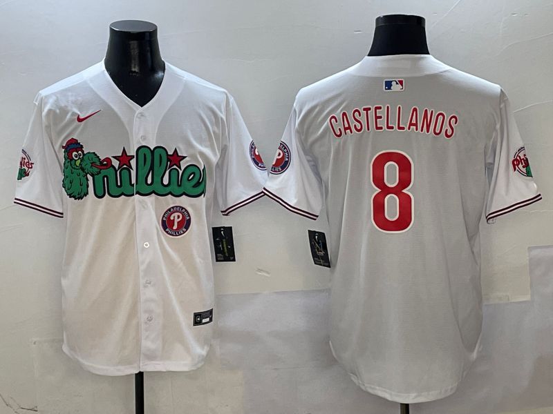 Men Philadelphia Phillies #8 Castellanos White three generations Joint Name Nike 2025 MLB Jersey style 6